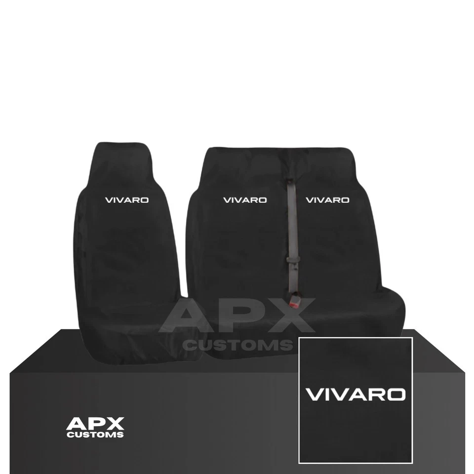NUEVO VAUXHALL VIVARO 2019 EN ADELANTE - FUNDAS DE ASIENTO DE FURGONETA IMPERMEABLES NEGRAS RESISTENTES - Imagen 1 de 1