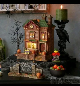 Dept 56 Halloween Monster Mash Party House Ceramic Musical Lights Up Rare In Box - Picture 1 of 12