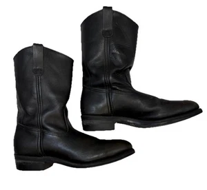 Vintage Red Wing Pecos Stiefel Herren 10,5 B Schwarz Leder Stahlkappe Biker Western - Bild 1 von 24