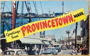 CAPE COD, MASS. C.1960 PC.(M60) ~ ANSICHT DER PROVINCETOWN KAI, KOMMERZIELLE STRASSE - Bild 1 von 2