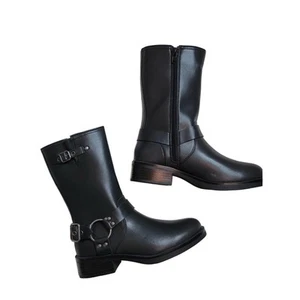 New Without Box Steve Madden Motorcycle Black Boots Girl 2 - Picture 1 of 6