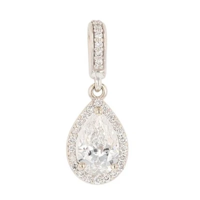 GIA 0.90ctw Pear-Shaped Diamond Solitaire Halo Pendant No Chain 14k White Gold - Image 1 of 4