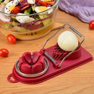 1Pc 2-in-1 Stainless Steel Egg Cutter - Multifunctional Slicer with PP Base - Picture 1 of 11