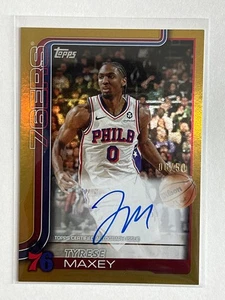 Tyrese Maxey 2025-26 Topps buque insignia real uno automático dorado arco iris/50 - Imagen 1 de 2