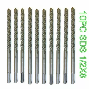 10-teiliges Set SDS PLUS 1/2 Zoll Durchmesser 8 Zoll lange Hartmetallspitze Hammerbohrer S - Bild 1 von 12