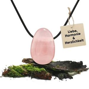 Rosenquarz Edelstein Anhänger | Kristall Kette mit Tropfen Anhänger - Bild 1 von 10