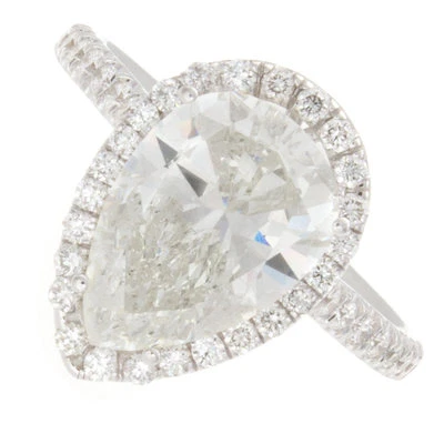 2ct GIA Certified Pear Shape Halo Pavé Diamond Engagement Ring - Image 1 of 4