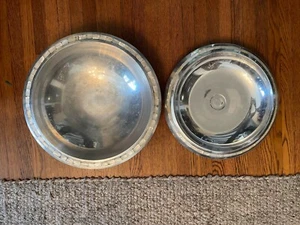 Vintage Set of 2 Towle Silversmiths Metal Serving Bowls / Mother Of Pearl Mosaic - Picture 1 of 9