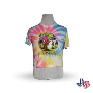 Bucc'ees Tie Dye Retro Spring Break '82 Cropped Tee Shirt - Picture 1 of 3