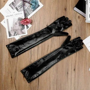 Sexy Shiny Punk Rock PVC Long Gloves Jazz Disco Mittens Clubwear Costume Cosplay - Picture 1 of 14