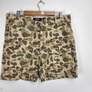 QUIKSILVER Waterman Men’s Cargo Shorts Camo Size 36 Excellent Grean Beige pocket - Picture 1 of 6