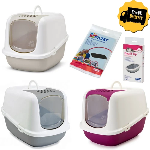 Savic Big Covered Katzentoilette Box XXL Extra Large Jumbo Katzentoilette Kohlefilter