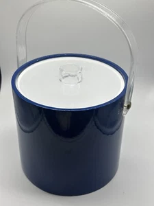 VTG BluMr Ice Bucket Vintage Acrylic Clear Handle And Lid Brass 3 Quart USA - Picture 1 of 5