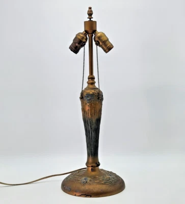 Antique Art Nouveau Metal Floral Relief Lamp 21''H - Image 1 of 4