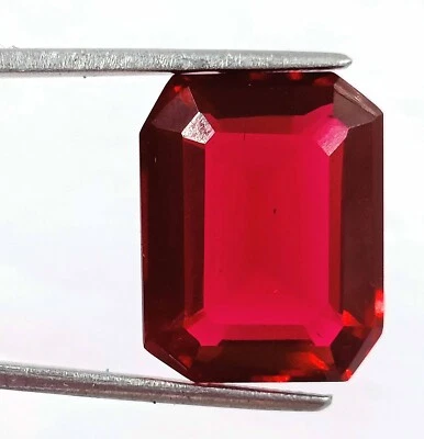New Sale!! 24-25 Ct Certified Burma Real Red Ruby Emerald Shape Faceted Gems JKE - Image 1 of 4