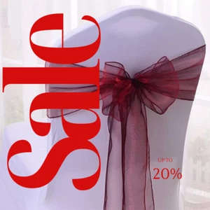 ORGANZA - BURGUND - Chair Sashes Bows for Wedding Reception Event Banquets Chair - Picture 1 of 2