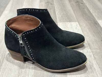 Lucky Brand Benna Black Suede Ankle Boots Bootie Size US 7.5 - Image 1 of 4