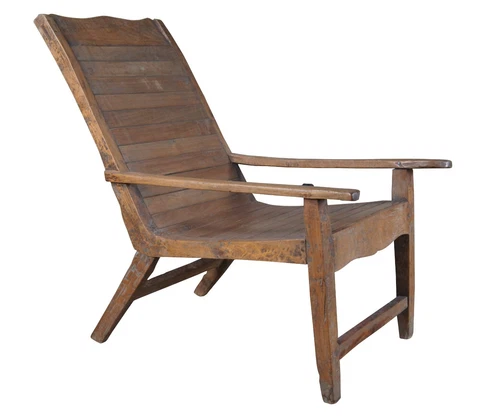 Antique British Colonial Anglo Indian Teak Distressed Plantation Arm Chair Cover