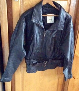 Black Leather 80’s Wm Jacket Sz. Med,8 Vintage-motorcycle - Picture 1 of 5