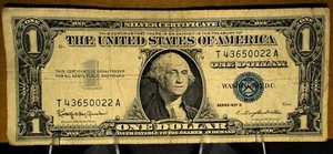 1957 B BLUE SEAL ONE DOLLAR BILL ($1.00) SILVER CERTIFICATE U.S. NOTE M0054 - Picture 1 of 3