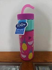 Cool Gear retrò bottiglia d'acqua impugnatura confortevole rosa acqua frutta 24 oz senza BPA - Foto 1 di 1