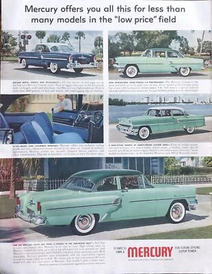 1955 Mercury Custom Series Montclair Monterey PRINT AD Low Price VTG 1950s - Image 1 of 4