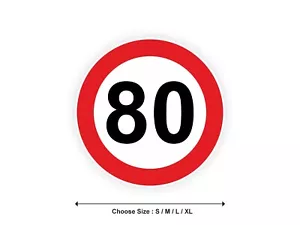 Sticker panneau LIMITATION VITESSE 80 km/h route 7cm(S) - 20cm(XL) autocollant - Imagen 1 de 1