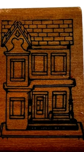 Victorian House Rubber Stamp 1" x 2" Wood Base Craft Scrapbooking - Picture 1 of 3