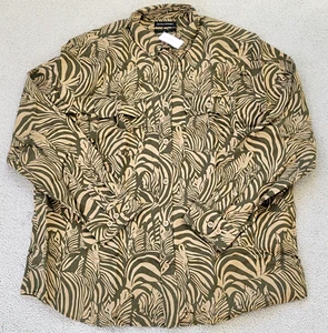 Banana Republic Mens Zebra Print Green/ Multicolor Button Shirt Large New - Picture 1 of 8
