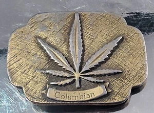 Vintage LA VENTA Marijuana Leaf Brass Belt Buckle Hall of Fame 1970s COLOMBIAN - Picture 1 of 6