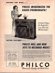 VINTAGE 1944 PHILCO RADIO FM DRUCK ANZEIGE - Bild 1 von 1