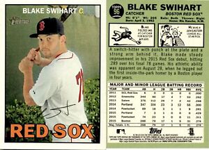 2016 Topps HERITAGE Baseball Card 96 BLAKE SWIHART BOSTON RED SOX