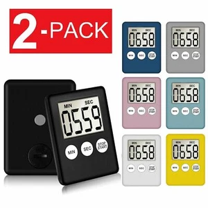 2PACK Magnetic LCD Digital Kitchen Timer Count Down Egg Cooking, Loud Alarm - Picture 1 of 20