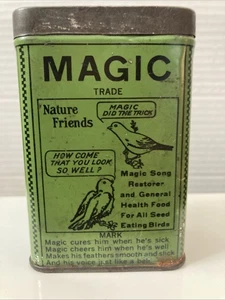 Latta latta mangime uccelli vintage MAGIAC canta restauratore cibo salute semi mangiare canzoni uccellini - Foto 1 di 4
