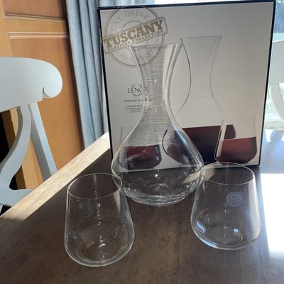Juego de 3 vinos Lenox. Decantador Colección Toscana 2QT 2 Vino Sin Tallo 16oz Foto 1 de 4