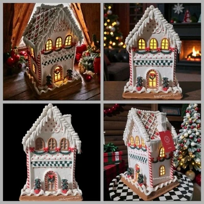 Casa de pan de jengibre grande Martha Stewart iluminada esmerilada de Navidad estilo Mackenzie Foto 1 de 4