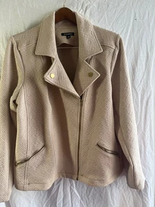 Roz & Ali Blazer Übergröße 2XL beige Reißverschluss strukturiert Langarm Taschen - Bild 1 von 5