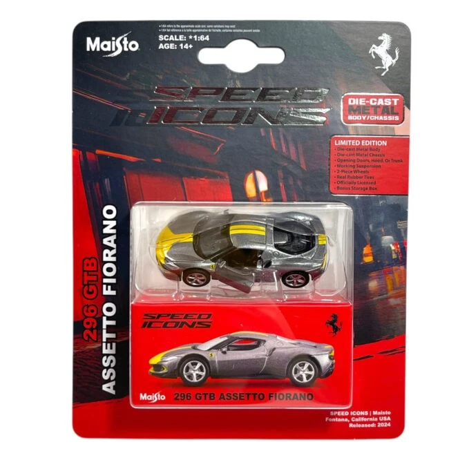 Modellino Auto Maisto 1/64 Ferrari 296 GTB Assetto Fiorano Grey - Immagine 1 di 2