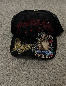 Rare Vintage Christian Audigier Trucker Hat – Tattoo Praying Hands Mesh Snapback - Picture 1 of 6