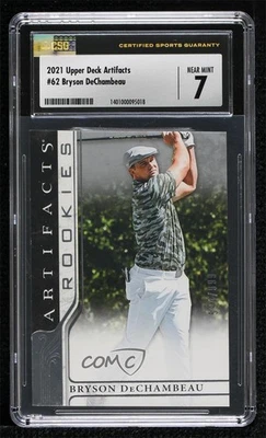 2021 Upper Deck Artifacts Rookies 594/999 Bryson DeChambeau #62 CSG 7 Rookie RC - Image 1 of 3