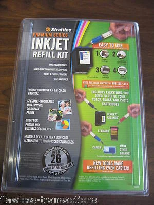 STRATITEC PREMIUM EIR595 Black / Color Inkjet Refill Kit 3, 4, 6 Printers NEW  - Image 1 of 4