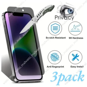 3x Privacy Screen Protector Tempered Glass For iPhone 16 15 14 13 12 11 Pro XR - Picture 1 of 29
