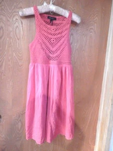 NWT Honey Punch PRETTY CORAL DRESS CROCHETED TOP Very Chic FIT & FLARE - Picture 1 of 5