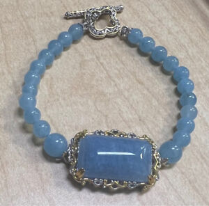 Michael Valitutti Gems En Vogue Milky Aquamarine Bead Bracelet ADJ 7.5" - 8"