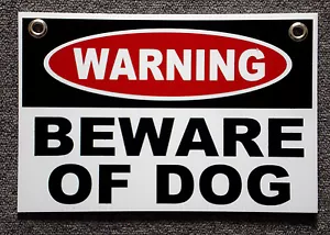 WARNUNG - VOR HUND 8"x12" NEU mit Ösen Sicherheit Überwachung weiß - Bild 1 von 1