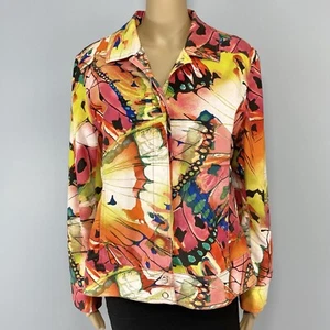 Chico's Jacke Größe Large 12 (Chico's Größe 2) rosa bunt Schmetterlingsflügel - Bild 1 von 8