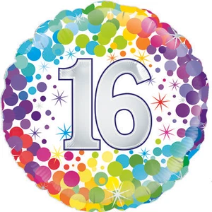 Rainbow Age 16 16th Birthday Foil Balloon - 18 inches - Picture 1 of 1