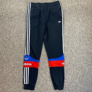 adidas Sweatpants Youth Large (13-14) Black 3-Stripe Spellout Logo Pockets - Picture 1 of 13