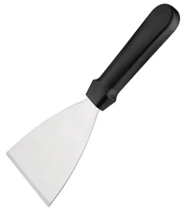 Griddle Scraper Burger Turner Stainless Black Plastic Handle 4" Flipper Food - Picture 1 of 3