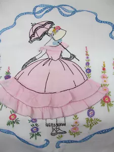 Copriletto leggero campana sud rosa bianco ricamato a mano coperta vintage - Foto 1 di 16